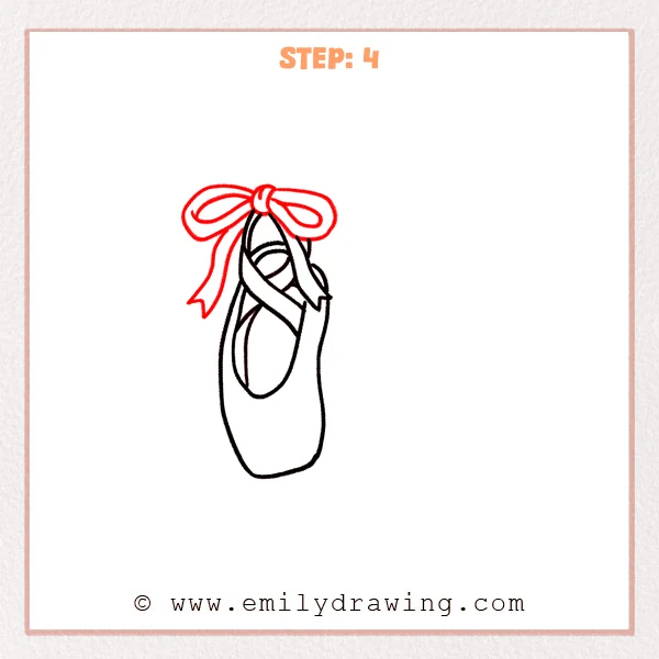 how to draw a ballet shoes - Step 4
